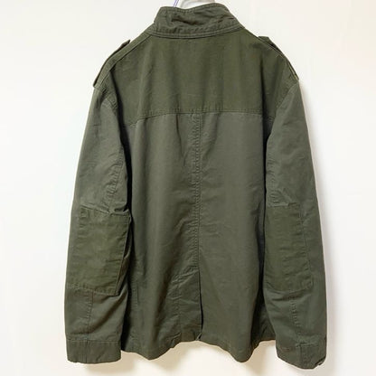 古着 used　CLUB ROOM　長袖ミリタリーシャツジャケット　アウター　カモ裏地　ブルゾン　カーキ　Lサイズ