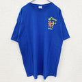 FRUIT OF THE LOOM　半袖アニマルプリントTシャツ　アーチプリント　デカロゴ　両面プリント 　青　ブルー　XLサイズ　古着