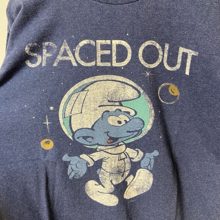 古着 used　SMURF スマーフ　半袖プリントTシャツ　キャラクター　宇宙　クルーネック　春夏服　Mサイズ