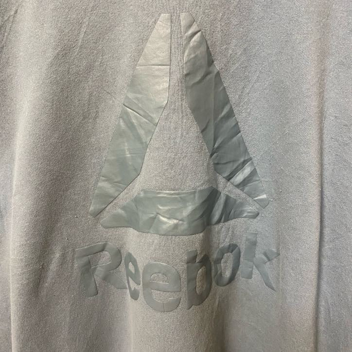 Reebok リーボック　長袖フロントロゴデザインスウェット　トレーナー　クルーネック　ブルー　XXＬサイズ　古着