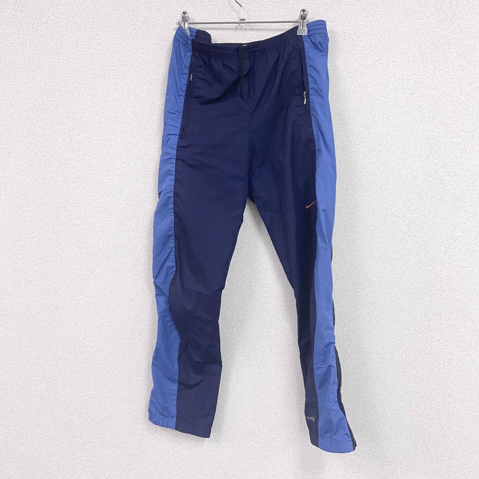90s　NIKE　ナイキ　NIKE-FIT　ピステパンツ/ウィンドパンツ　スウッシュロゴ　紺　ネイビー　Sサイズ　　ヴィンテージ　古着