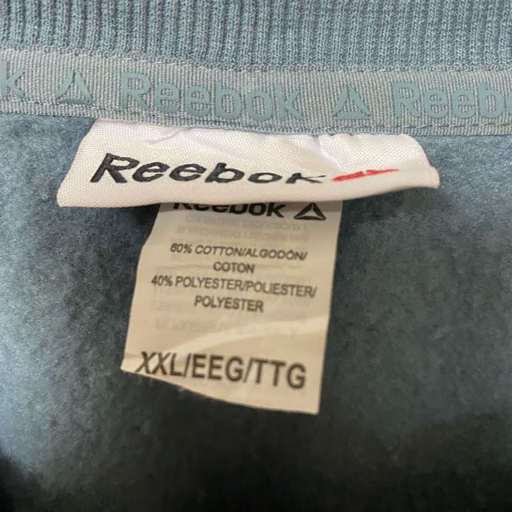 Reebok リーボック　長袖フロントロゴデザインスウェット　トレーナー　クルーネック　ブルー　XXＬサイズ　古着