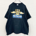 GILDAN　ギルダン　半袖プリントTシャツ　両面プリント　企業ロゴ　アーチプリント　紺　ネイビー　XLサイズ　古着