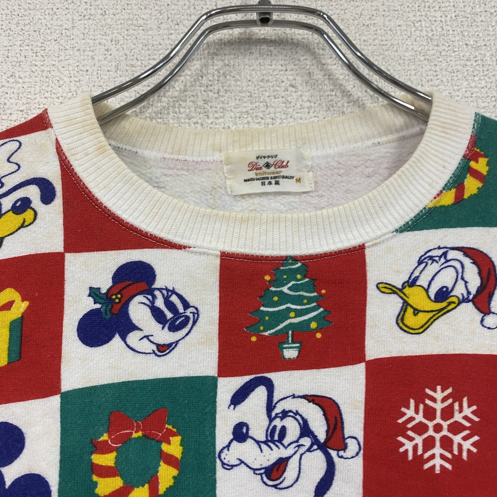 90s　DIA CLUB　ダイヤクラブ　Disney　ディズニー　ミッキー＆フレンズ　スウェット/トレーナー　ヴィンテージ　マルチカラー　赤　レッド　Mサイズ　古着