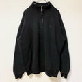 FILA フィラ　長袖ハーフジップワンポイントロゴ刺繍スウェット　パーカー　ハイネック　黒　ブラック　XLサイズ　古着