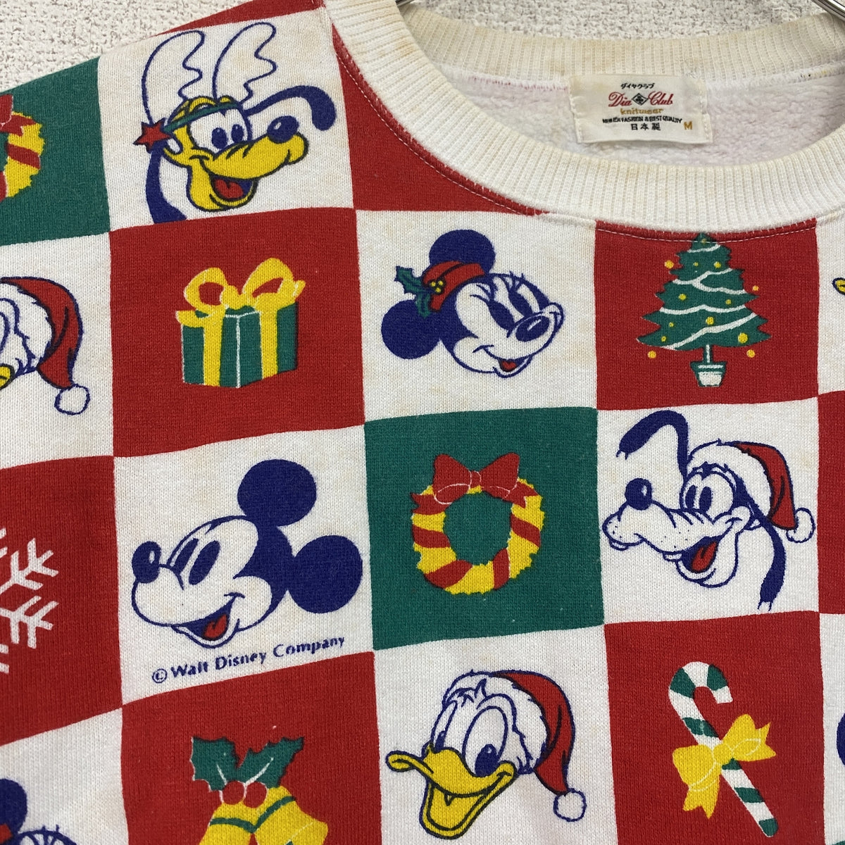 90s　DIA CLUB　ダイヤクラブ　Disney　ディズニー　ミッキー＆フレンズ　スウェット/トレーナー　ヴィンテージ　マルチカラー　赤　レッド　Mサイズ　古着