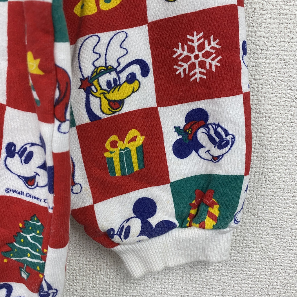 90s　DIA CLUB　ダイヤクラブ　Disney　ディズニー　ミッキー＆フレンズ　スウェット/トレーナー　ヴィンテージ　マルチカラー　赤　レッド　Mサイズ　古着