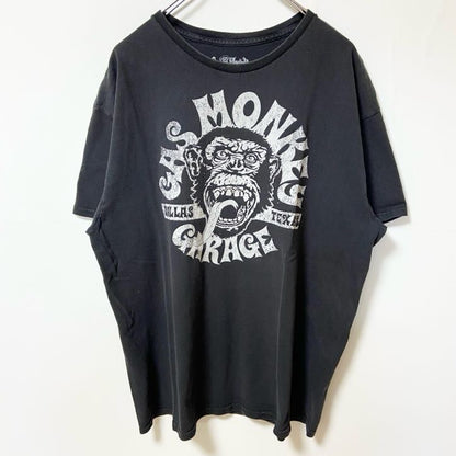 古着 used　GAS MONKEY　ガスモンキー　半袖プリントTシャツ　黒　ブラック　クルーネック　春夏服　Lサイズ