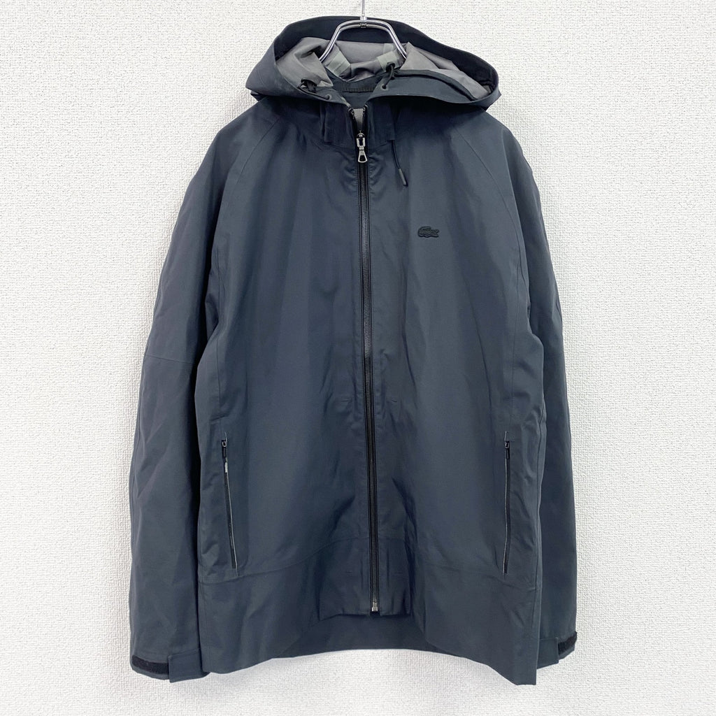 LACOSTE　ラコステ　マウンテンパーカー　ワッペン　ワンポイント　黒　ブラック　Sサイズ　古着