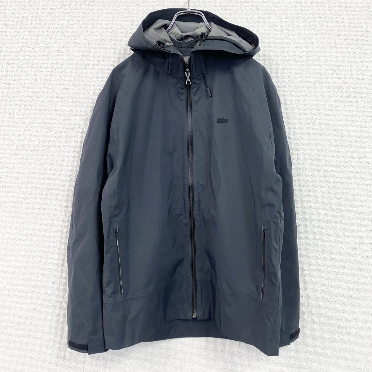 LACOSTE　ラコステ　マウンテンパーカー　ワッペン　ワンポイント　黒　ブラック　Sサイズ　古着