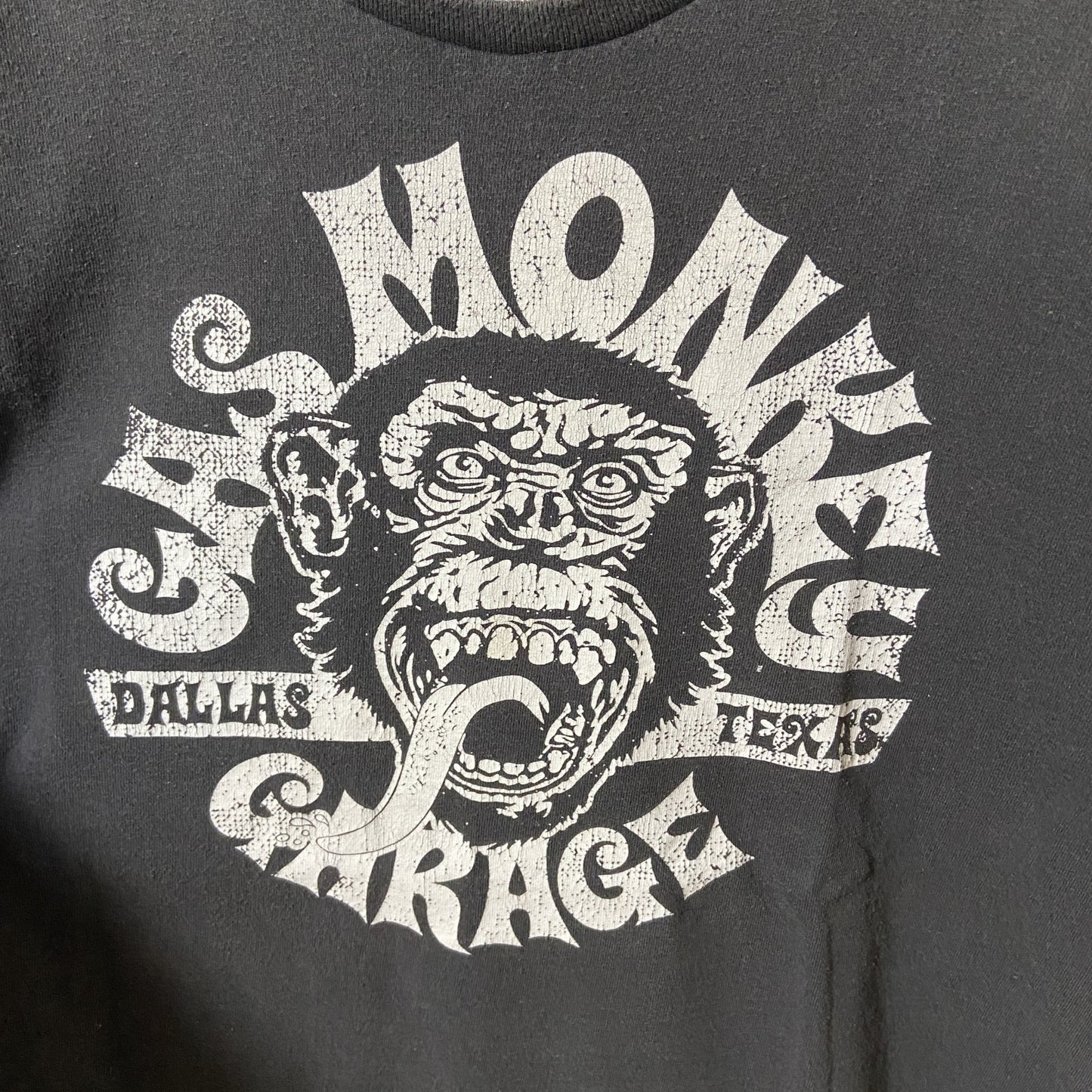 古着 used　GAS MONKEY　ガスモンキー　半袖プリントTシャツ　黒　ブラック　クルーネック　春夏服　Lサイズ