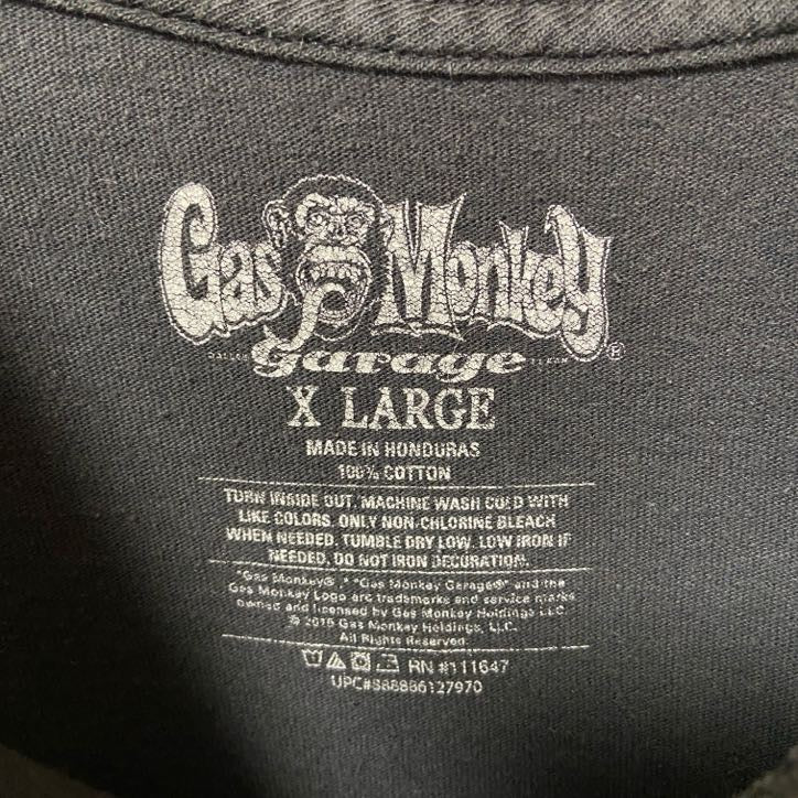 古着 used　GAS MONKEY　ガスモンキー　半袖プリントTシャツ　黒　ブラック　クルーネック　春夏服　Lサイズ