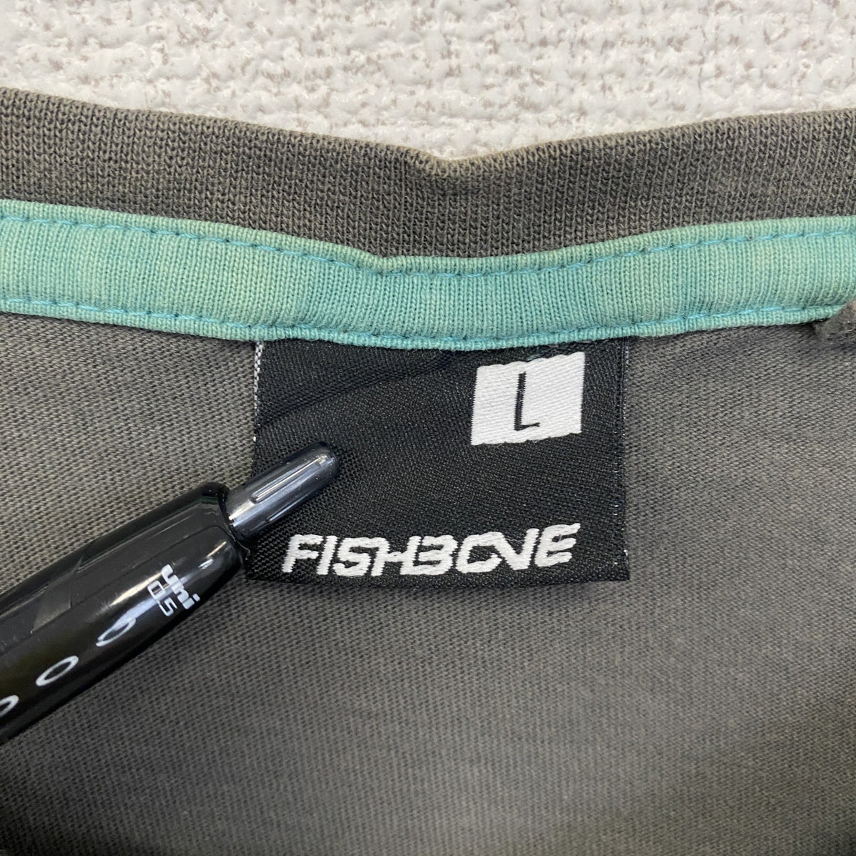 FISHBOVE　半袖プリントTシャツ　スカル　骸骨　モンスター　クルーネック　ダークグレー　Lサイズ　古着
