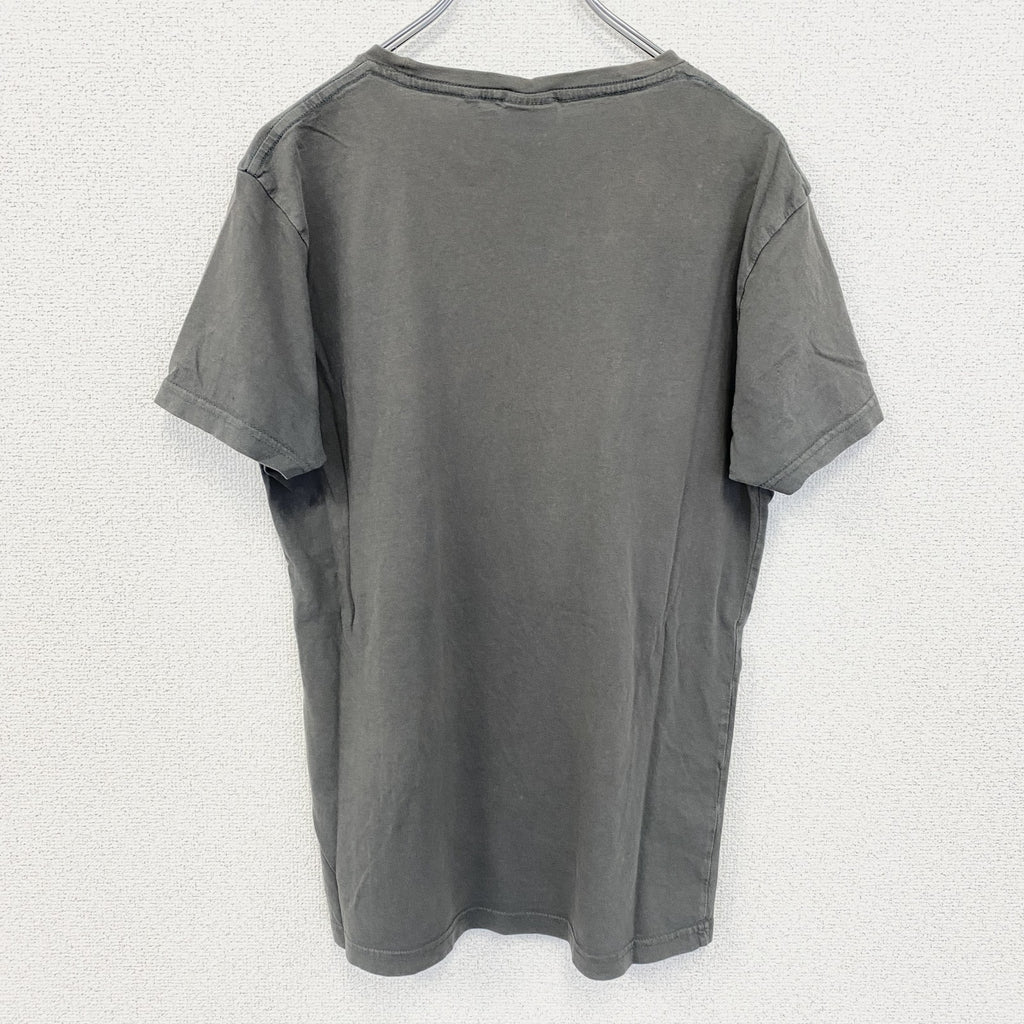 FISHBOVE　半袖プリントTシャツ　スカル　骸骨　モンスター　クルーネック　ダークグレー　Lサイズ　古着
