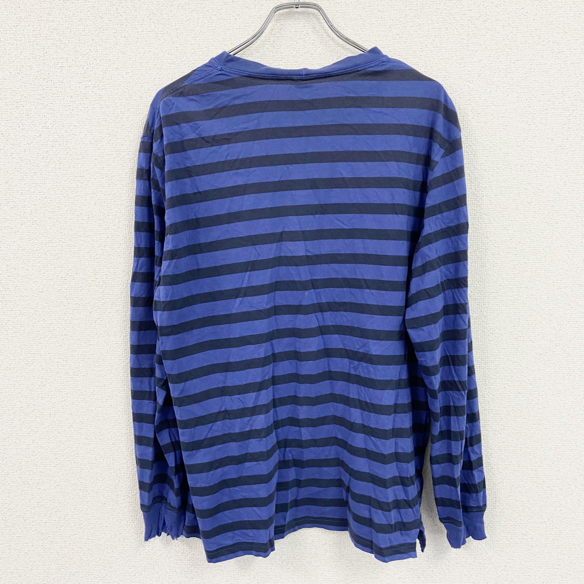 LANDS' END　ランズエンド　長袖Tシャツ/ロンT　ストライプ　青　ブルー　Mサイズ カットソー メンズ コットン 古着