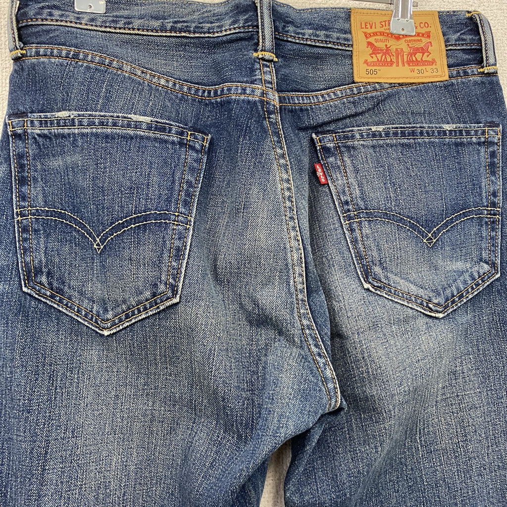 Levi's　リーバイス　505　デニムパンツ/ジーンズ　縦落ち　鬼ヒゲ　フェード　ジップフライ　インディゴ　W30サイズ　古着