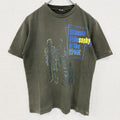 半袖プリントTシャツ　デザインTシャツ　ビックプリント　カーキ　クルーネック　Sサイズ　古着