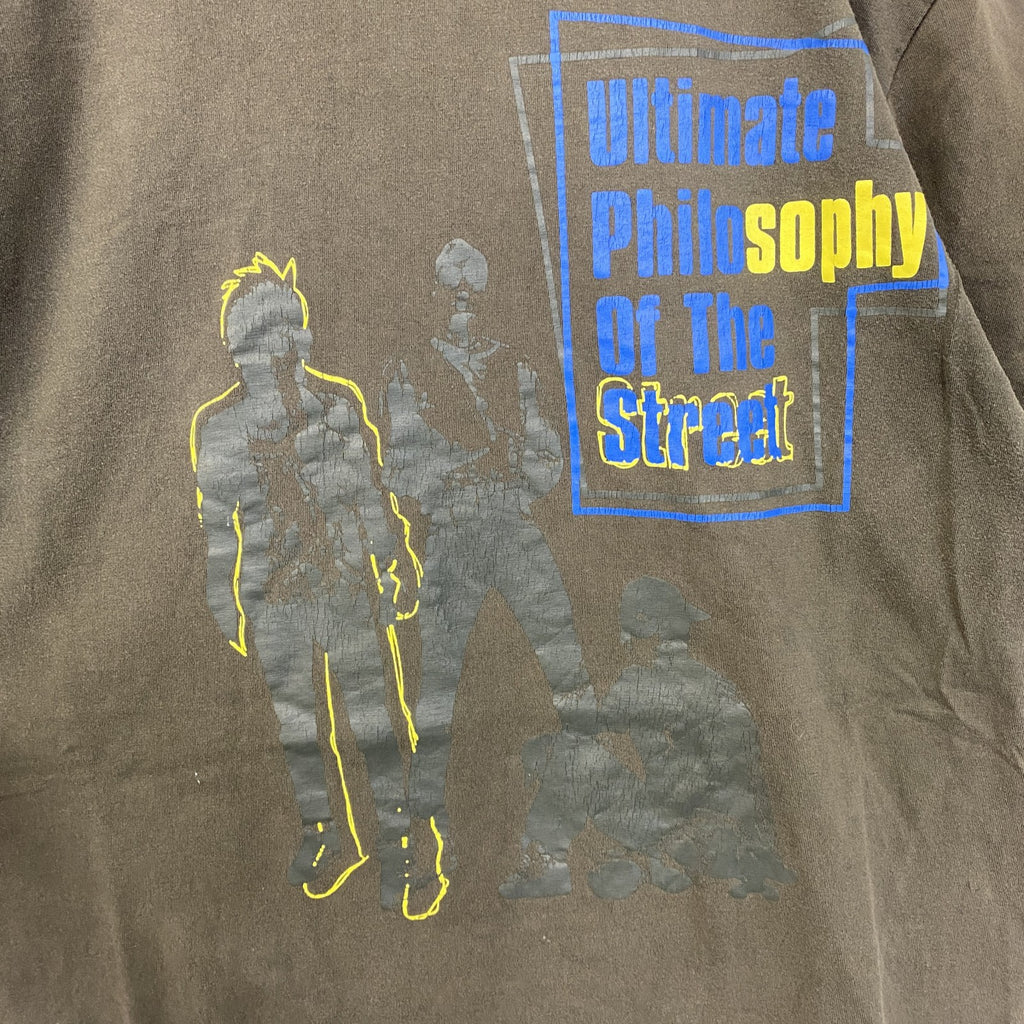 半袖プリントTシャツ　デザインTシャツ　ビックプリント　カーキ　クルーネック　Sサイズ　古着