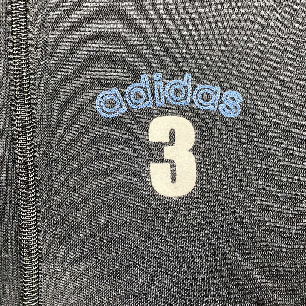 00s　adidas　アディダス　セットアップ　トラックジャケット　ジャージスカート　フロッキープリント　アーチプリント　デカロゴ　ヴィンテージ　黒　ブラック　Sサイズ　古着