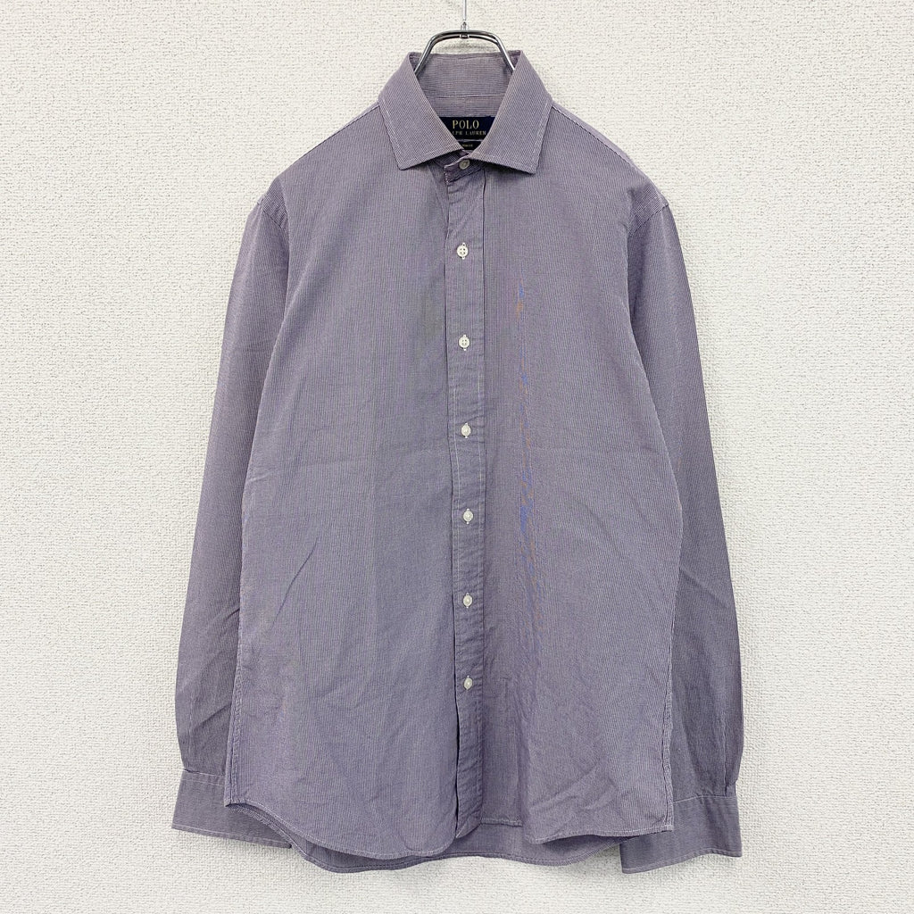 Polo Ralph Lauren　ラルフローレン　CUSTOM FIT　長袖シャツ　ピンチェック　紫　パープル　15-34サイズ　古着