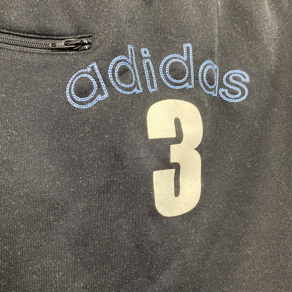00s　adidas　アディダス　セットアップ　トラックジャケット　ジャージスカート　フロッキープリント　アーチプリント　デカロゴ　ヴィンテージ　黒　ブラック　Sサイズ　古着