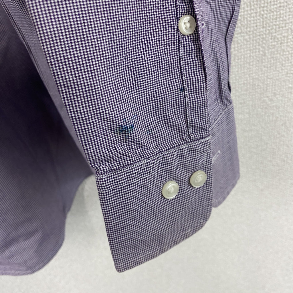 Polo Ralph Lauren　ラルフローレン　CUSTOM FIT　長袖シャツ　ピンチェック　紫　パープル　15-34サイズ　古着