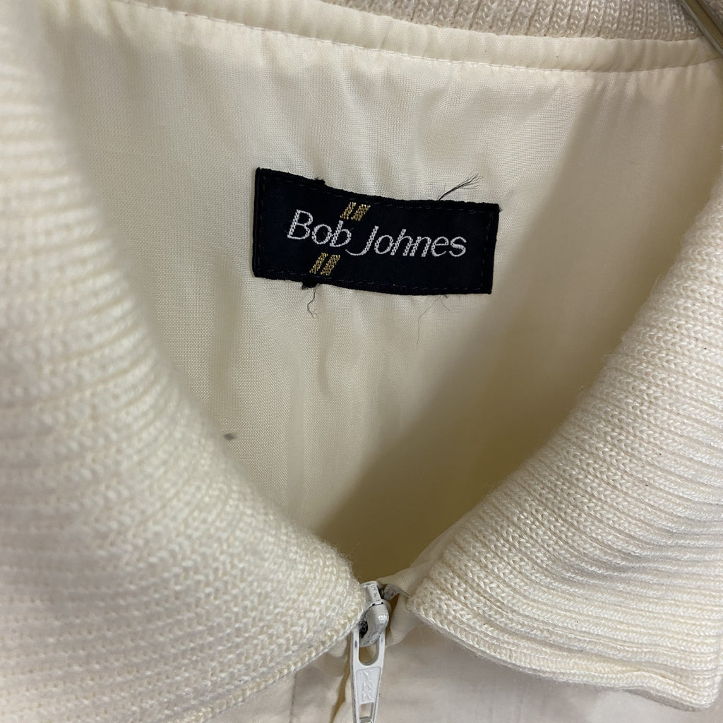 Bob Johnes　ブルゾン/スイングトップ　ラグランスリーブ　刺繍ロゴ　アイボリー ライトアウター メンズ コットン 古着