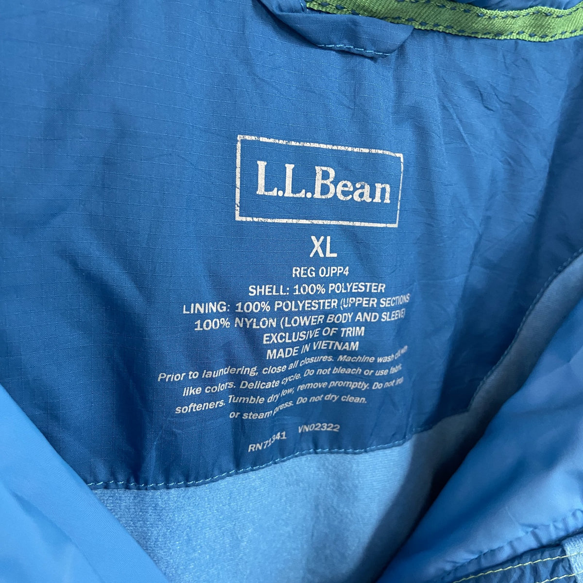 L.L.Bean　エルエルビーン　アノラックパーカー　リップストップ　刺繍ロゴ　青　ブルー　XLサイズ　古着