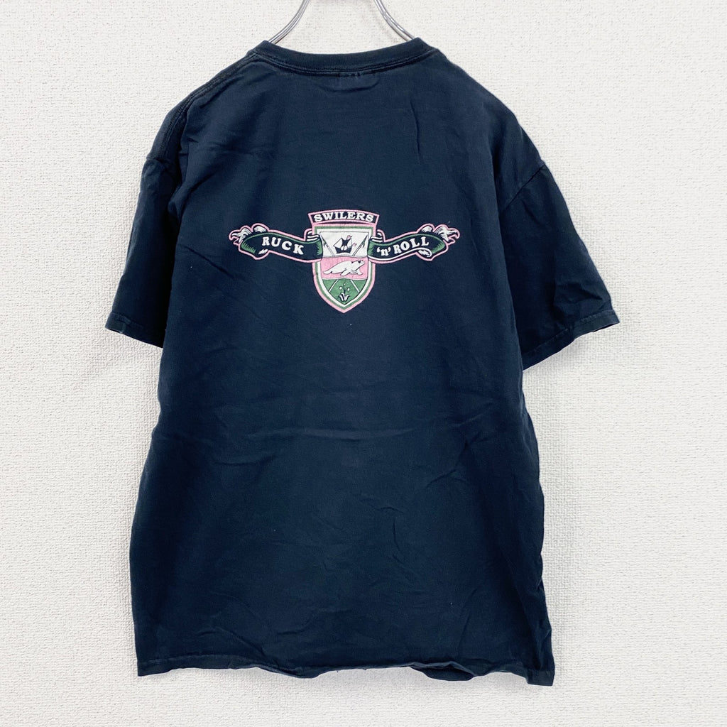 GILDAN　ギルダン　半袖プリントTシャツ　紺　ネイビー　Mサイズ　古着