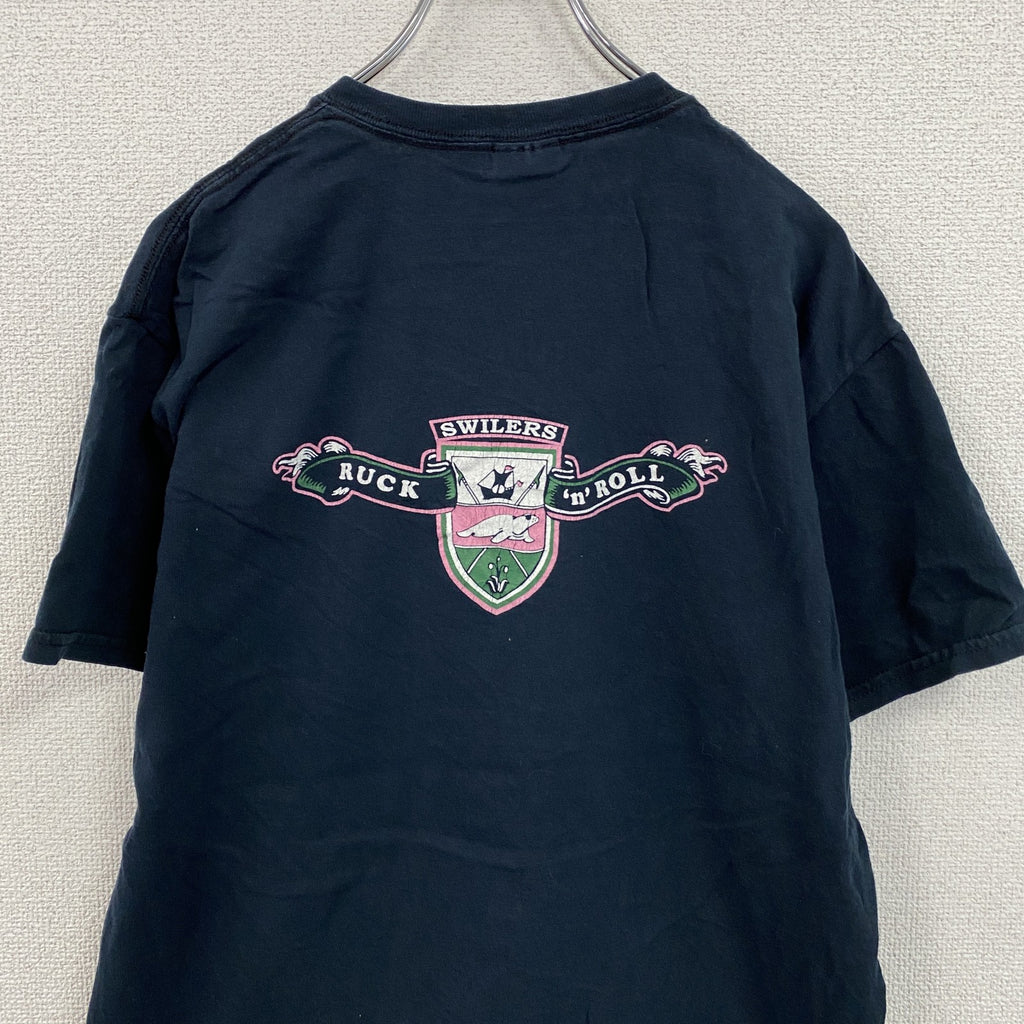GILDAN　ギルダン　半袖プリントTシャツ　紺　ネイビー　Mサイズ　古着