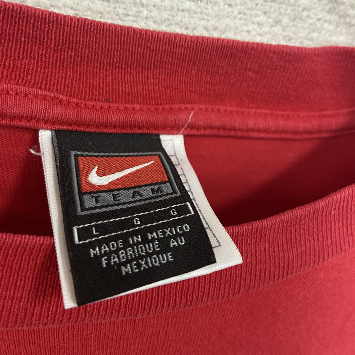 90s～　NIKE　ナイキ　長袖プリントTシャツ/ロンT　ヴィンテージ　赤　レッド　Lサイズ　古着