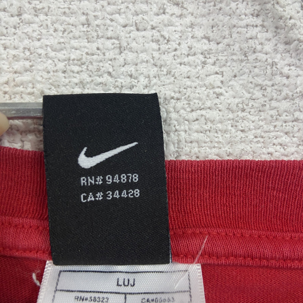 90s～　NIKE　ナイキ　長袖プリントTシャツ/ロンT　ヴィンテージ　赤　レッド　Lサイズ　古着