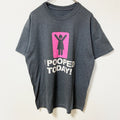 I POOPED TODAY！　半袖プリントTシャツ　グレー　灰色　クルーネック　個性的　おもしろ　ギャグT　Mサイズ　古着