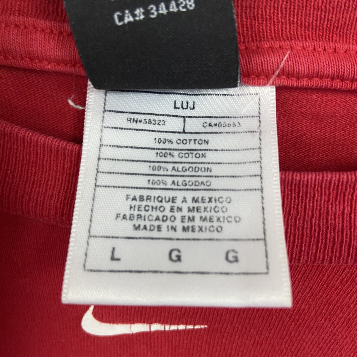 90s～　NIKE　ナイキ　長袖プリントTシャツ/ロンT　ヴィンテージ　赤　レッド　Lサイズ　古着