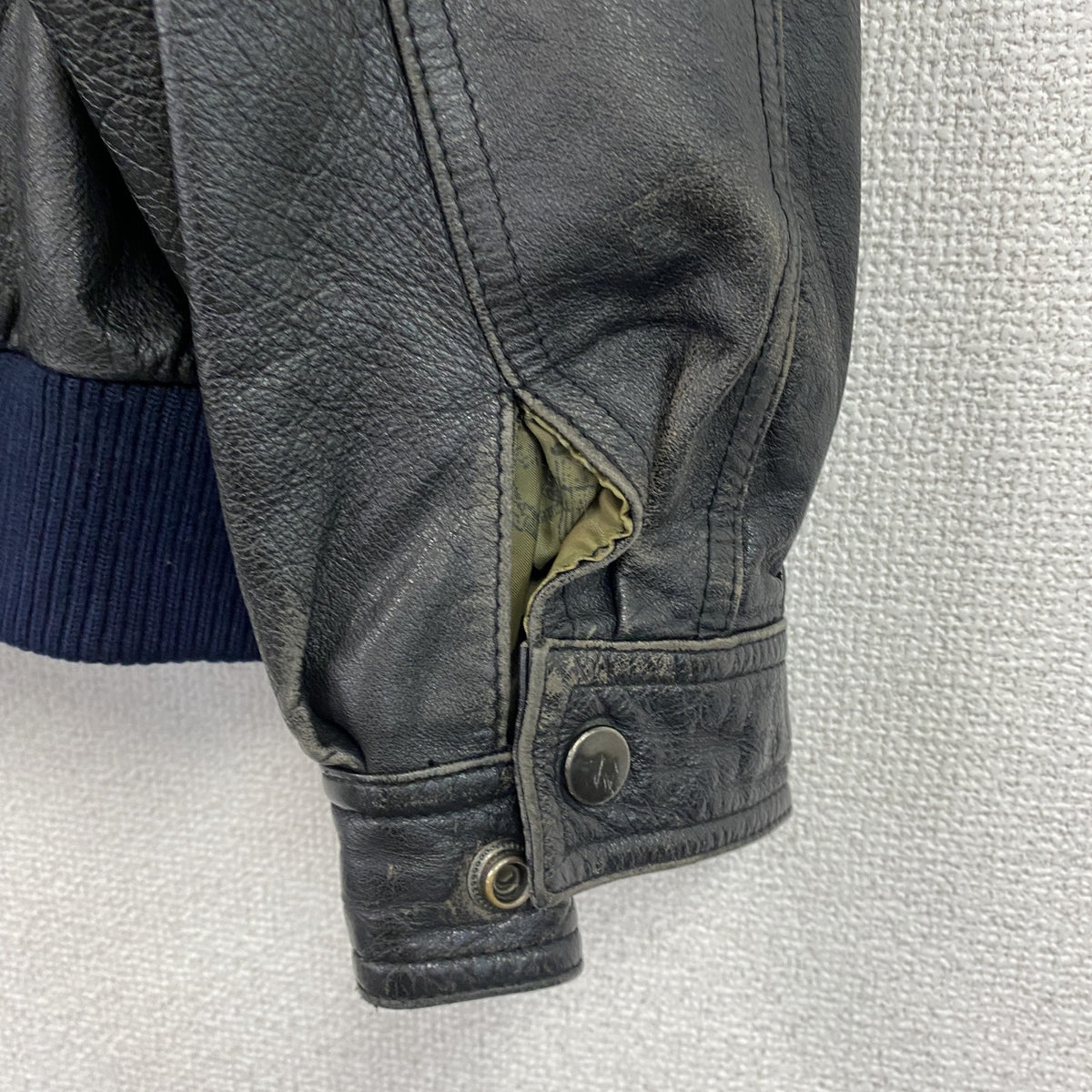 Leathermaster　レザージャケット/革ジャン　ハの字ポケット　黒　ブラック　古着