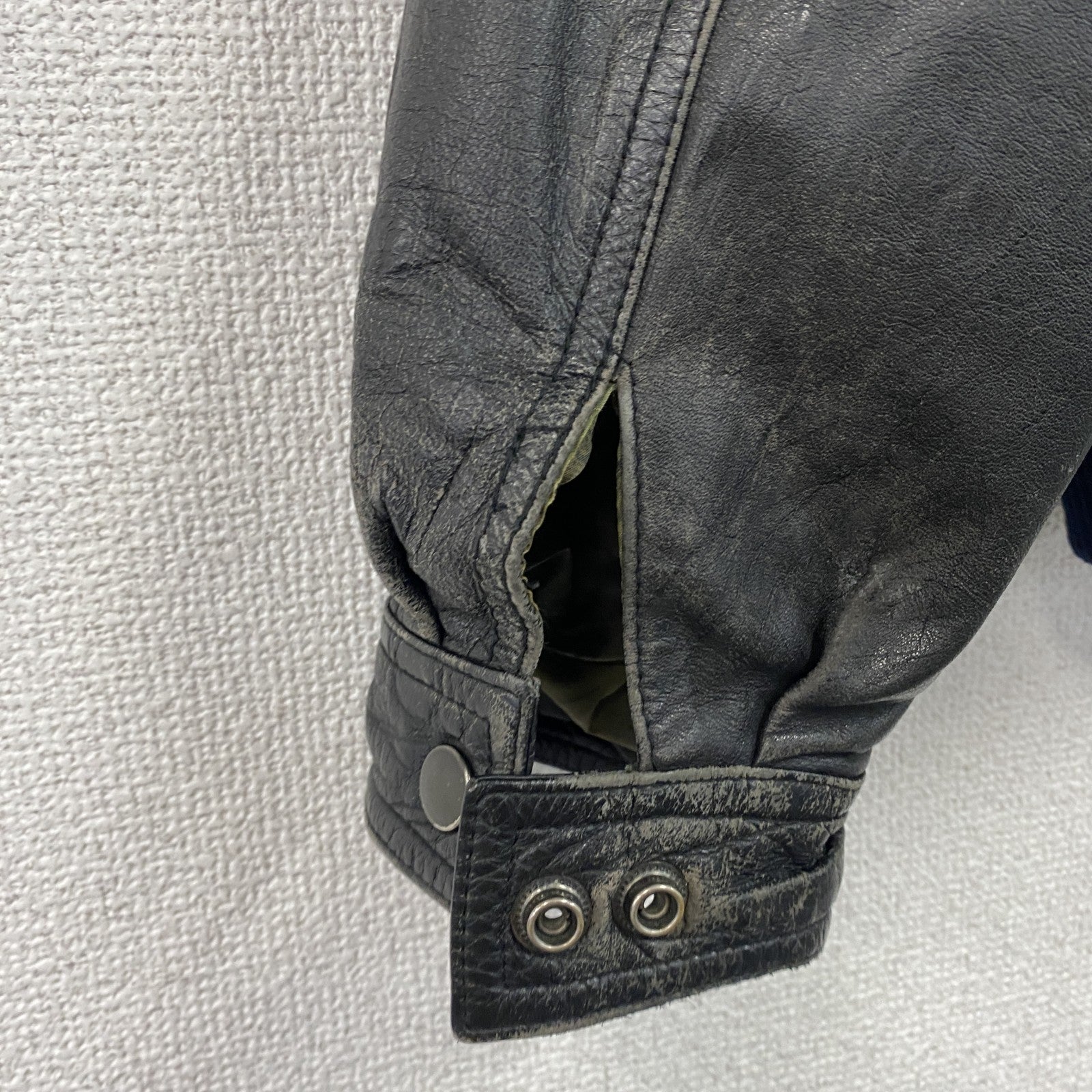 Leathermaster　レザージャケット/革ジャン　ハの字ポケット　黒　ブラック　古着