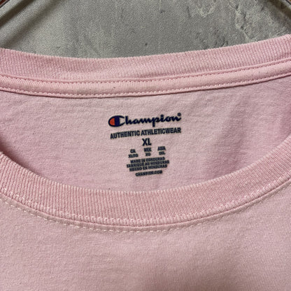 古着 used　champion　チャンピオン　半袖クルーネックTシャツ　ピンク　ビッグシルエット　オーバーサイズ　XLサイズ