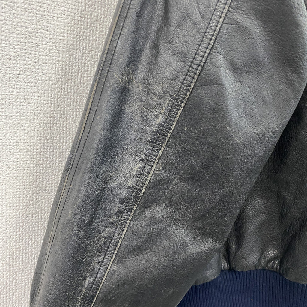 Leathermaster　レザージャケット/革ジャン　ハの字ポケット　黒　ブラック　古着