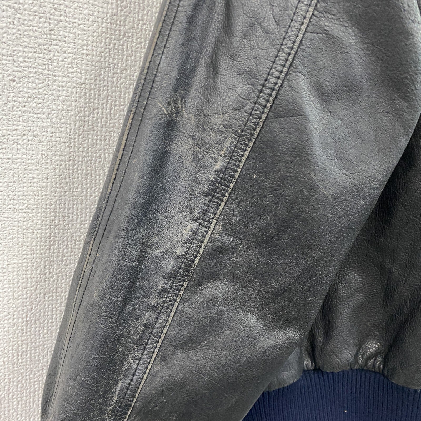 Leathermaster　レザージャケット/革ジャン　ハの字ポケット　黒　ブラック　古着