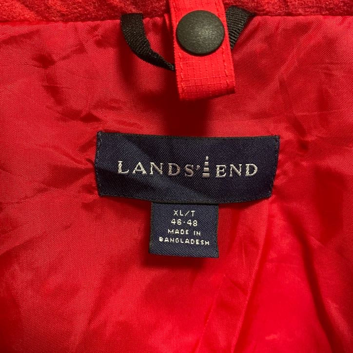 LANDS'END　ランズエンド　長袖ナイロンジャケット　ジップアップブルゾン　赤　レッド　内ポケット付き　XLサイズ　古着