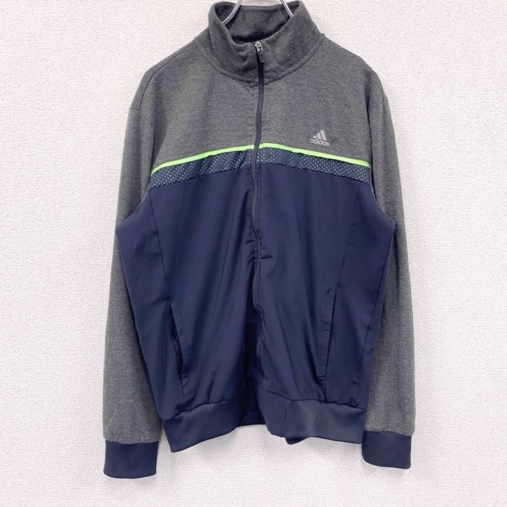 adidas　アディダス　CLIMA　トラックジャケット/ジャージ　グレー　灰色　ネイビー　紺　XLサイズ　古着