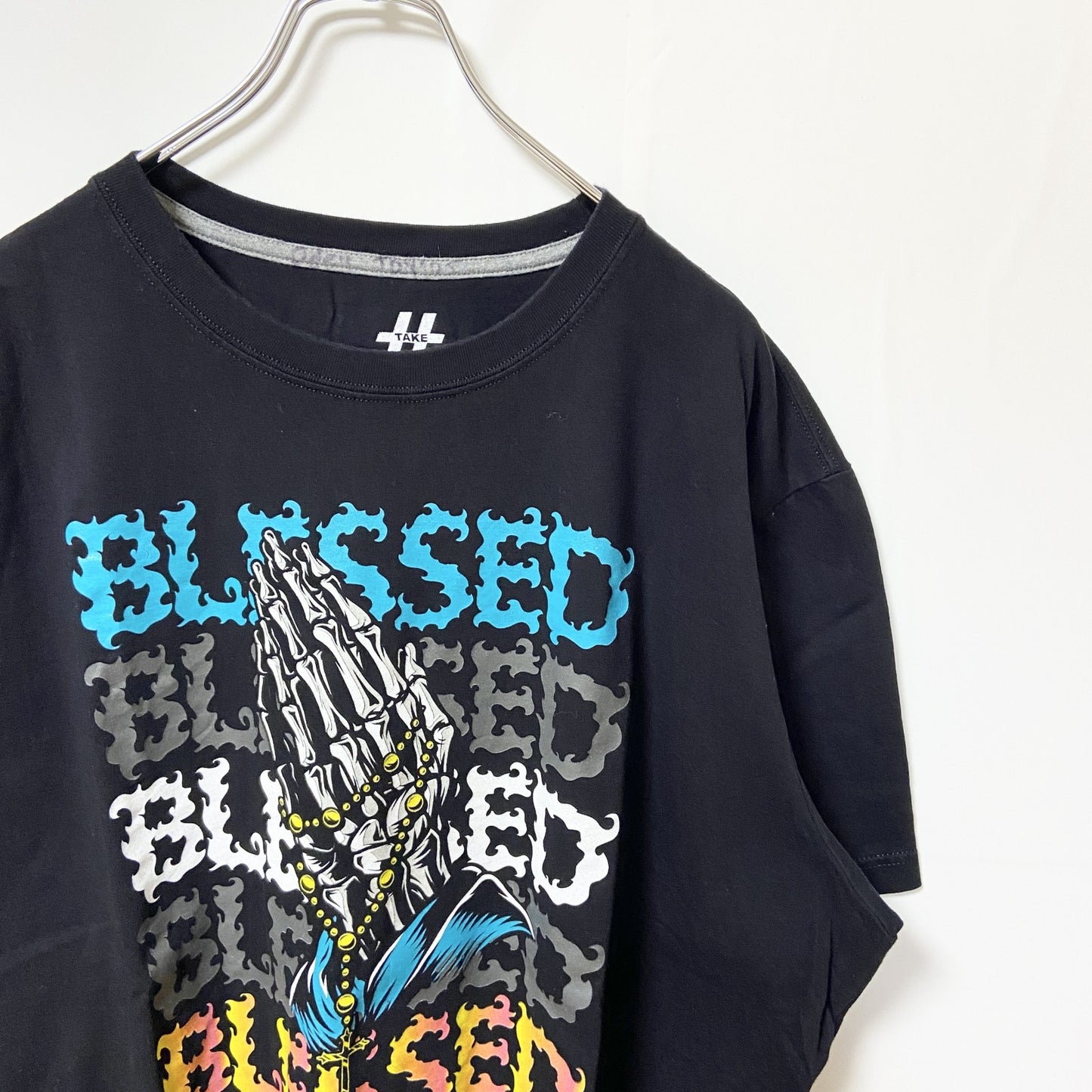 古着 used　TAKE THAT　BLESSED　半袖プリントTシャツ　グラフィック　黒　ビックシルエット　XXLサイズ