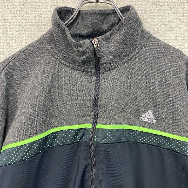 adidas　アディダス　CLIMA　トラックジャケット/ジャージ　グレー　灰色　ネイビー　紺　XLサイズ　古着