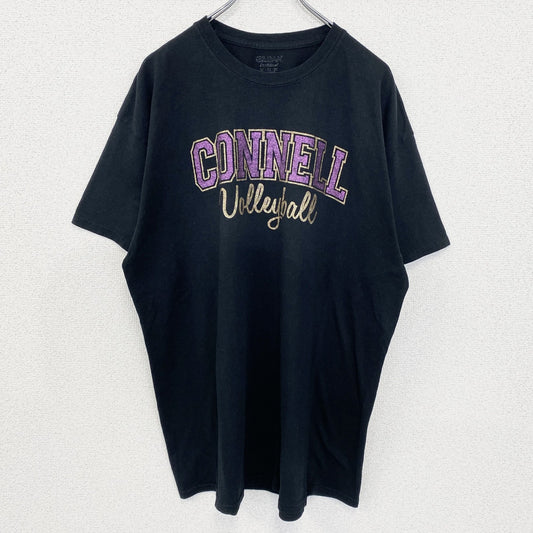 古着 used　GILDAN ギルダン　半袖ラメTシャツ　バレーボール　黒　ブラック　クルーネック　ビックシルエット