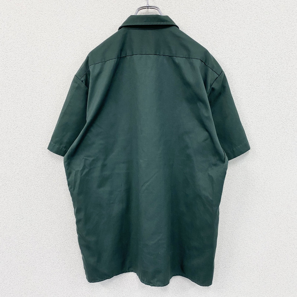 Dickies　ディッキーズ　半袖ワークシャツ　ツインポケット　ワンポイント　緑　グリーン　Lサイズ　古着