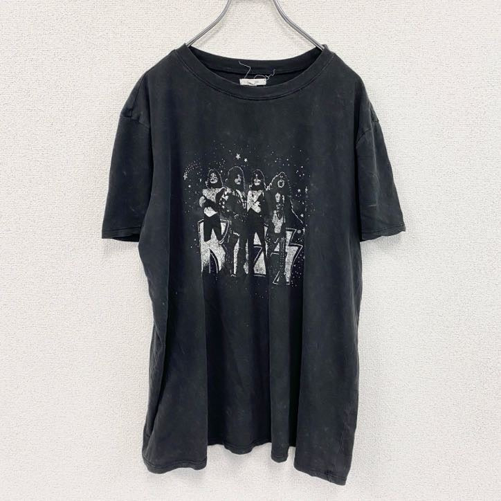 KISS　半袖プリントTシャツ　バンドT　ハードロック　ヘヴィメタル　黒　ブラック　OXサイズ　古着