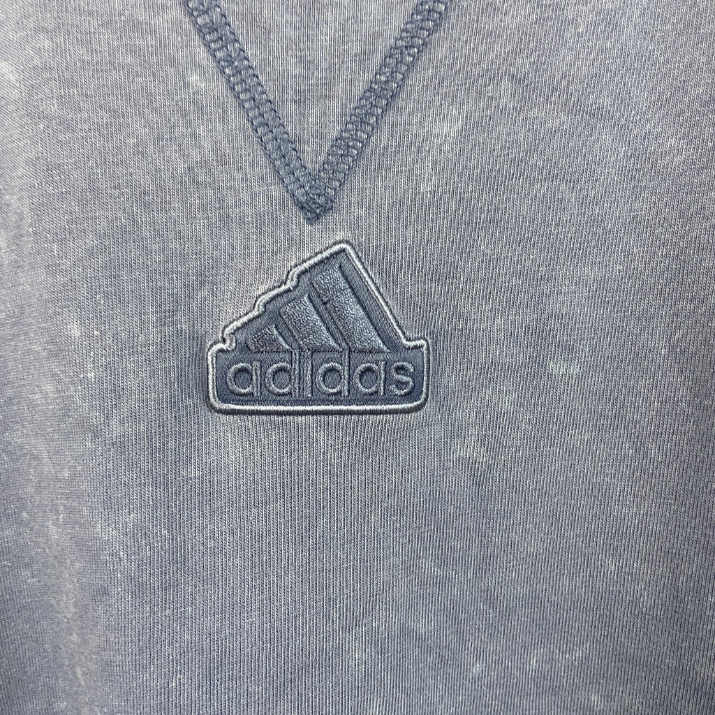 adidas　アディダス　半袖Tシャツ　前V　パフォーマンスロゴ　青　ブルー　Mサイズ カットソー メンズ コットン 古着