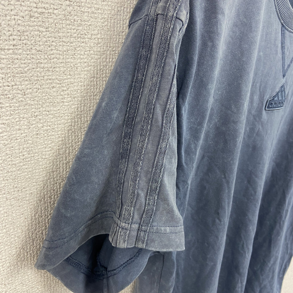 adidas　アディダス　半袖Tシャツ　前V　パフォーマンスロゴ　青　ブルー　Mサイズ カットソー メンズ コットン 古着