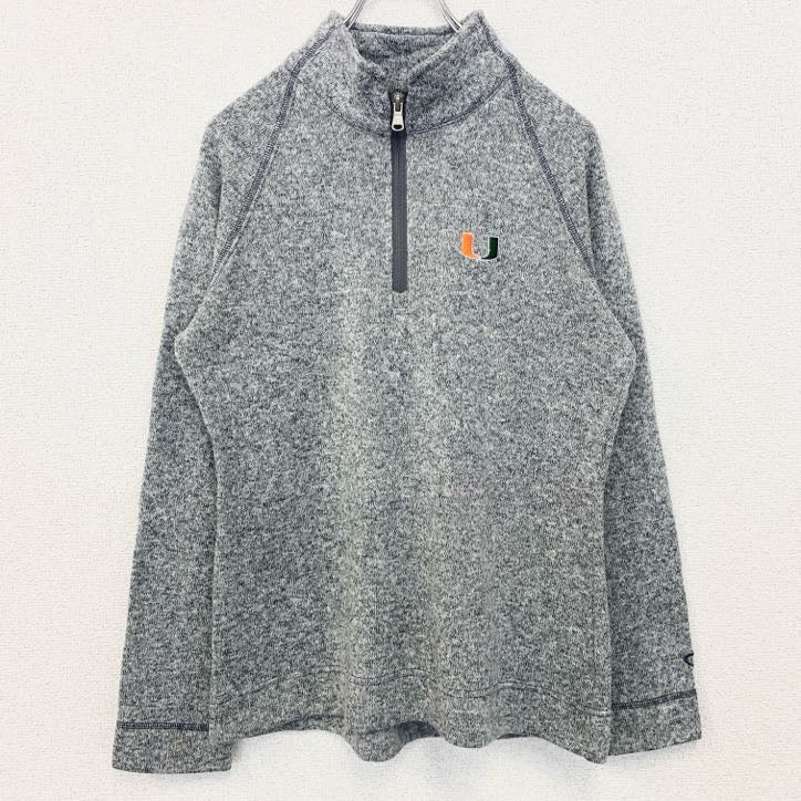 Champion　チャンピオン　長袖ハーフジップスウェット　ハイネックトレーナー　ポイント刺繍　グレー　灰色　Mサイズ　古着