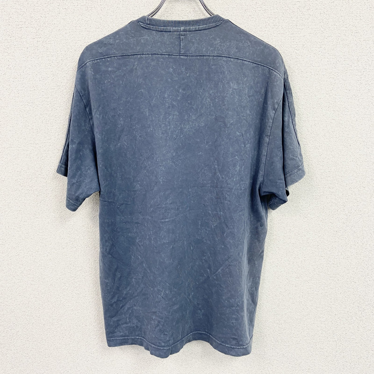 adidas　アディダス　半袖Tシャツ　前V　パフォーマンスロゴ　青　ブルー　Mサイズ カットソー メンズ コットン 古着